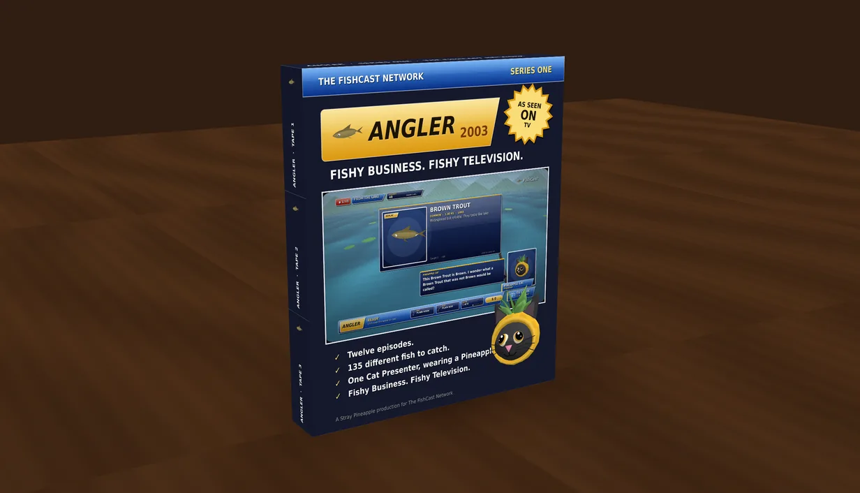 The VHS box set of Angler: Series One, on a wooden table.