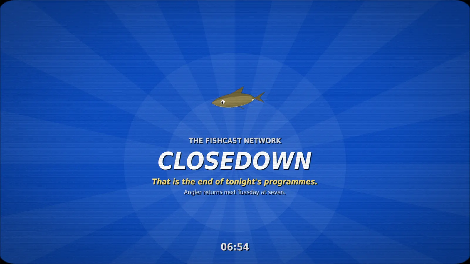 The closedown card the channel shows when the game is left alone.